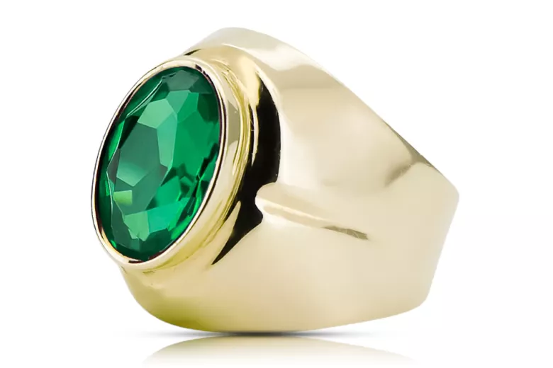 Изумруд 14-кв Желтое золото Кольцо Винтаж изделия vrc296y